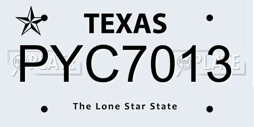PYC7013 Texas License Plate