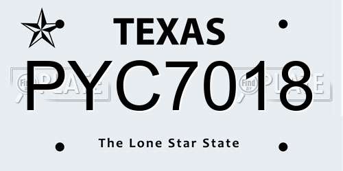 PYC7018 Texas License Plate