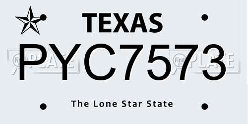 PYC7573 Texas License Plate