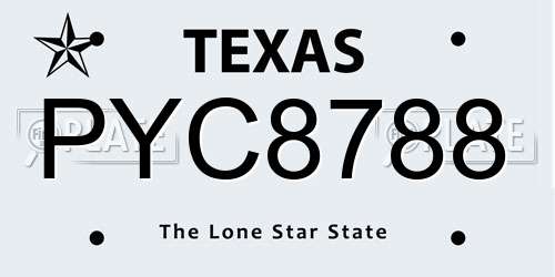 PYC8788 Texas License Plate