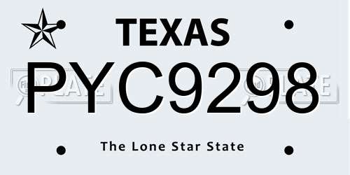 PYC9298 Texas License Plate