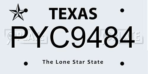 PYC9484 Texas License Plate