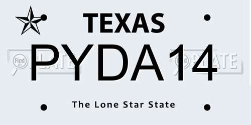 PYDA14 Texas License Plate