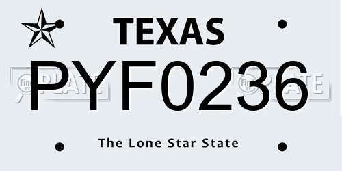 PYF0236 Texas License Plate