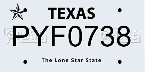 PYF0738 Texas License Plate