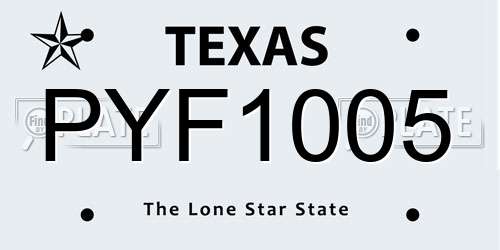 PYF1005 Texas License Plate
