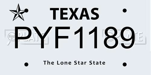 PYF1189 Texas License Plate