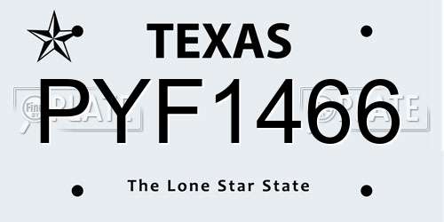 PYF1466 Texas License Plate
