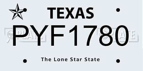 PYF1780 Texas License Plate
