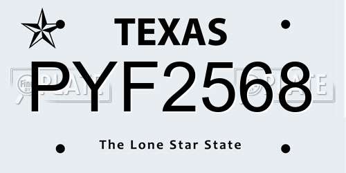 PYF2568 Texas License Plate