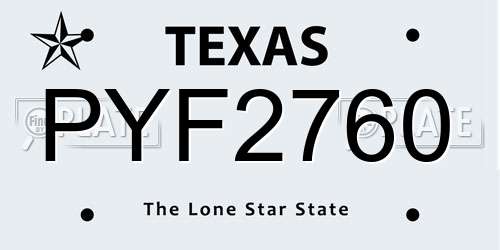 PYF2760 Texas License Plate