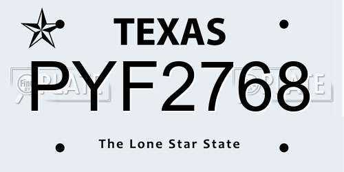 PYF2768 Texas License Plate