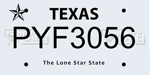 PYF3056 Texas License Plate