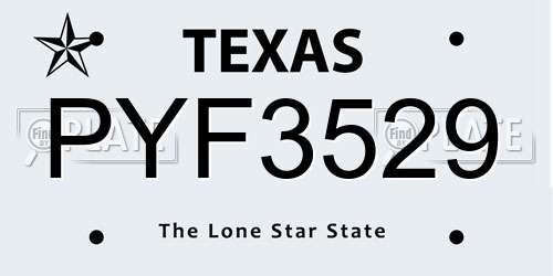PYF3529 Texas License Plate