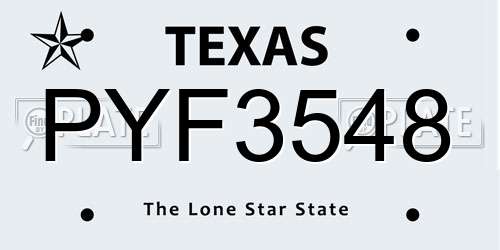 PYF3548 Texas License Plate