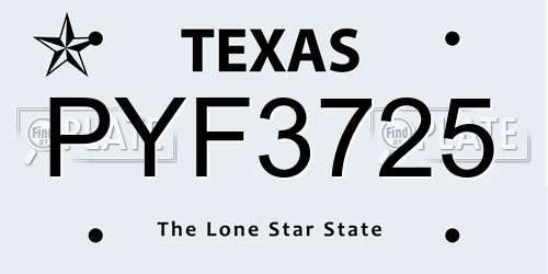 PYF3725 Texas License Plate