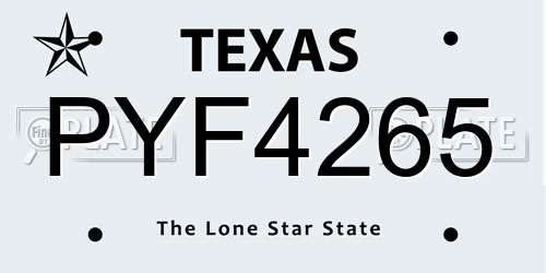 PYF4265 Texas License Plate