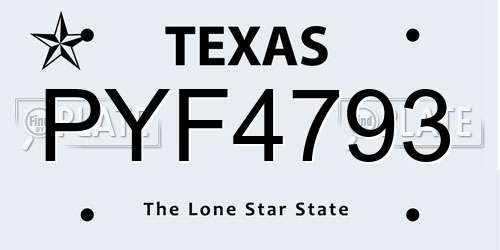 PYF4793 Texas License Plate