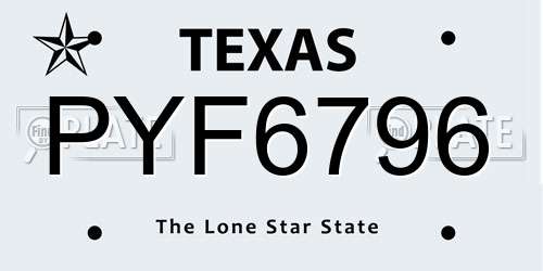 PYF6796 Texas License Plate