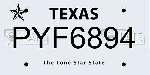 PYF6894 Texas License Plate
