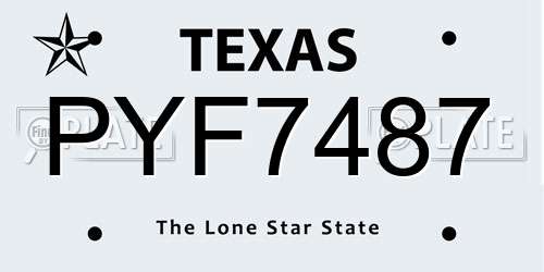 PYF7487 Texas License Plate