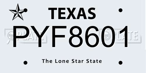 PYF8601 Texas License Plate