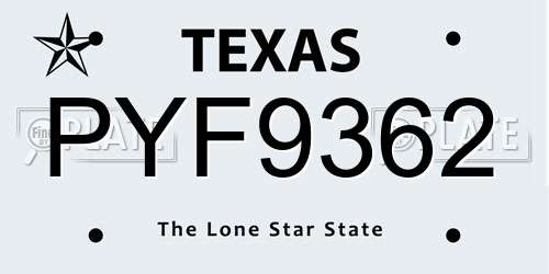PYF9362 Texas License Plate