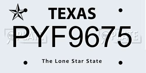 PYF9675 Texas License Plate