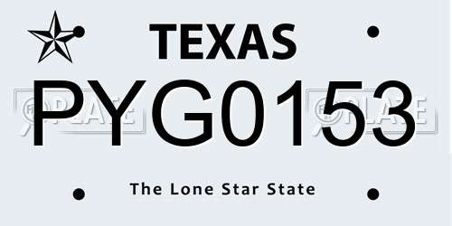 PYG0153 Texas License Plate