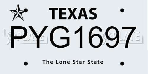 PYG1697 Texas License Plate