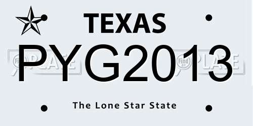 PYG2013 Texas License Plate