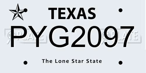 PYG2097 Texas License Plate