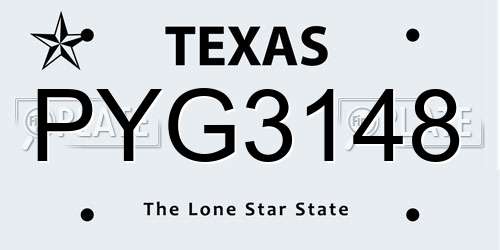 PYG3148 Texas License Plate
