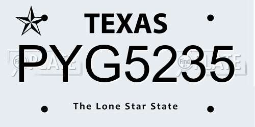 PYG5235 Texas License Plate