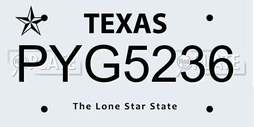 PYG5236 Texas License Plate