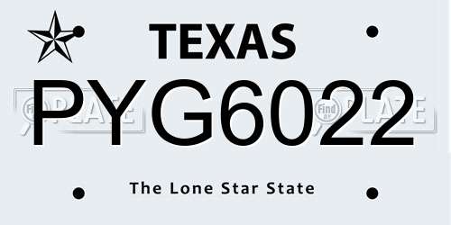 PYG6022 Texas License Plate