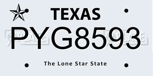 PYG8593 Texas License Plate