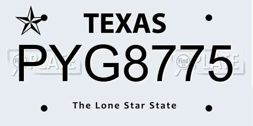 PYG8775 Texas License Plate