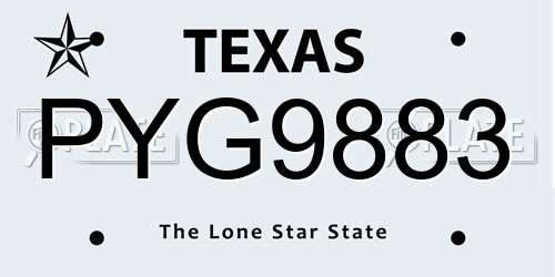 PYG9883 Texas License Plate