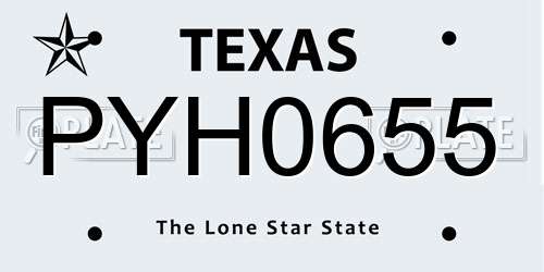 PYH0655 Texas License Plate