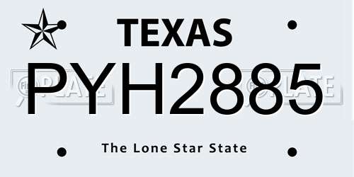 PYH2885 Texas License Plate
