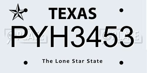 PYH3453 Texas License Plate