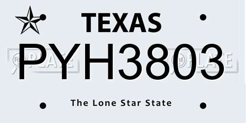 PYH3803 Texas License Plate
