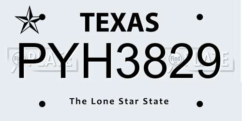 PYH3829 Texas License Plate