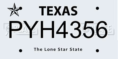 PYH4356 Texas License Plate