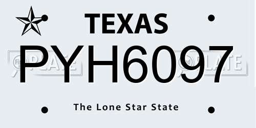 PYH6097 Texas License Plate