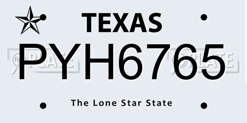 PYH6765 Texas License Plate