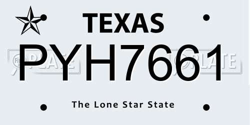 PYH7661 Texas License Plate