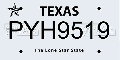 PYH9519 Texas License Plate