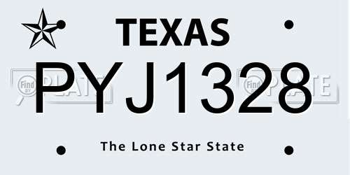 PYJ1328 Texas License Plate